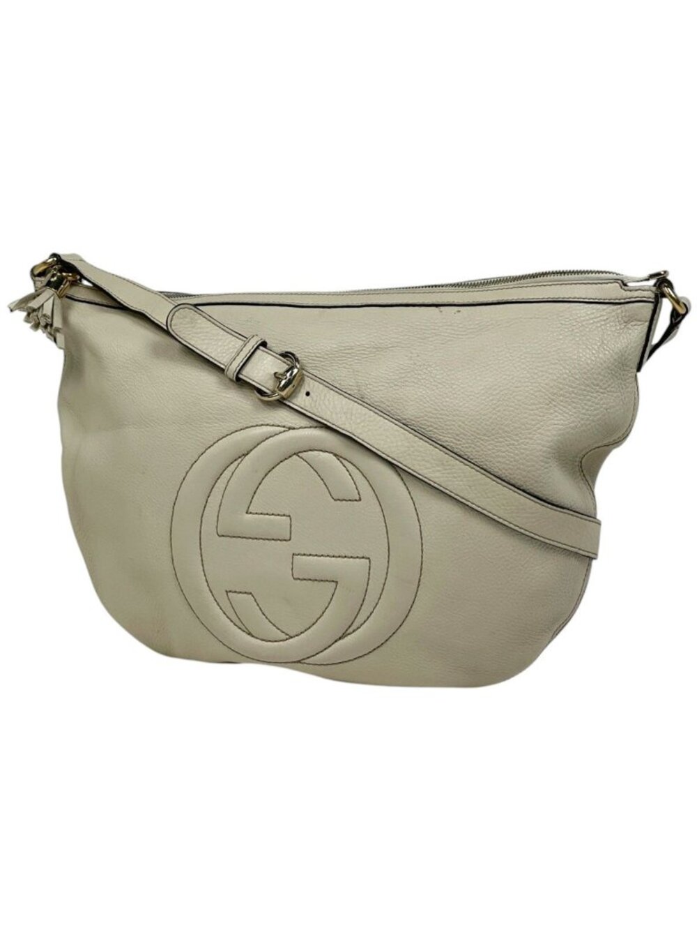Gucci Soho Shoulder Bag Interlocking Leather Ivory